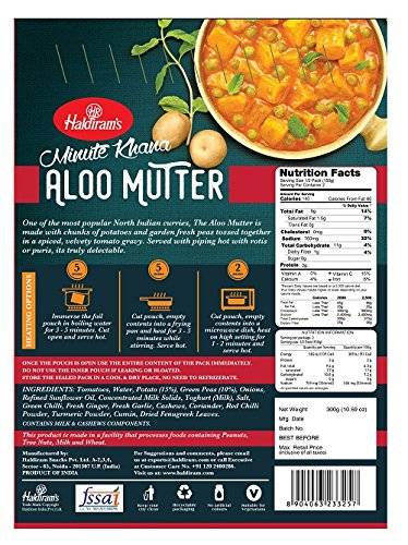 Haldiram Mk Aloo Mutter Vegan 10 x 300g