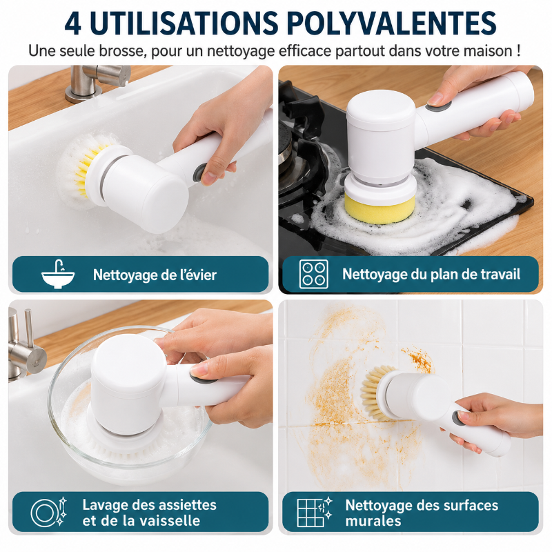 Brosse de nettoyage électrique des objets avec câble USB