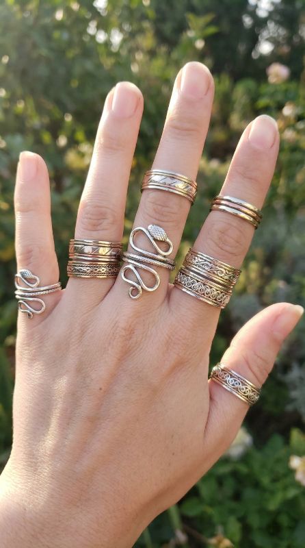 anillos alpaca y bronce