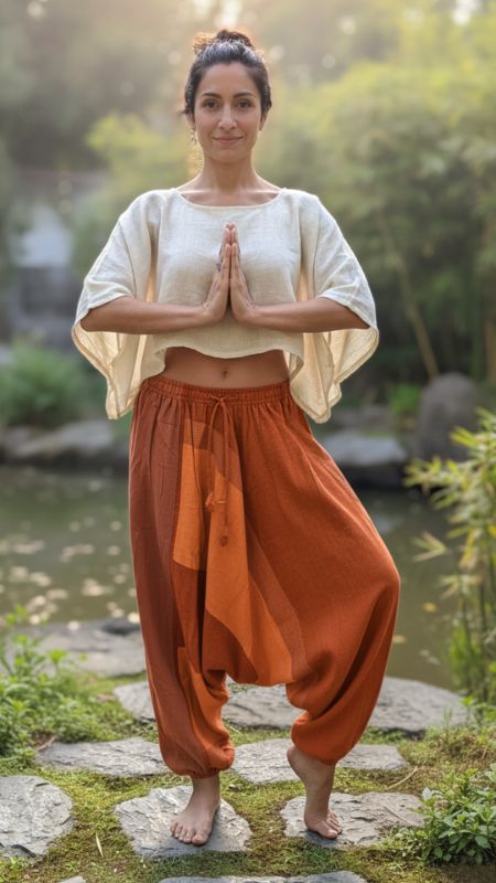 Pantalon Turco Color con Rayas de Nepal