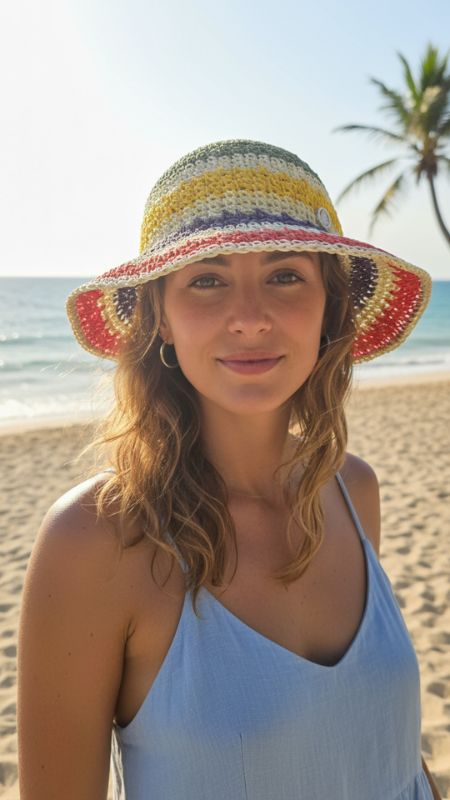 Sombrero de Rafia con Colores