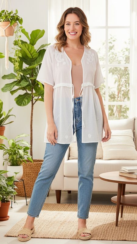 kimono algodon bordado