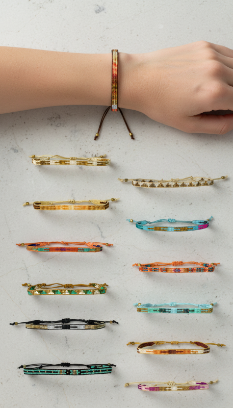 Pulseras de Canutillos x 3 Lineas India