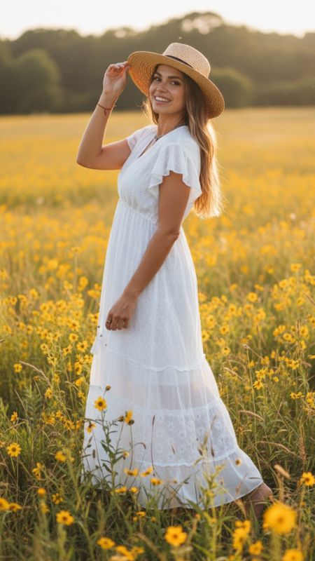 Vestido Blanco Largo  Manga Cortas Bordado 510