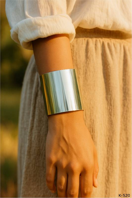 Muñequera Alpaca/Bronce Ancha XL Lisa