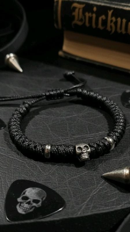 Pulsera Cuerda con Calavera de Acero Quirurgico