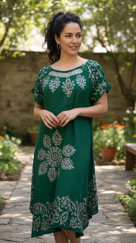 Vestido bordado dorado dibujos lav con manga