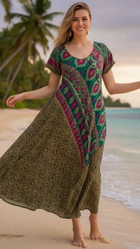 Vestido Largo Seda BigMama con Bolsillos 301/164