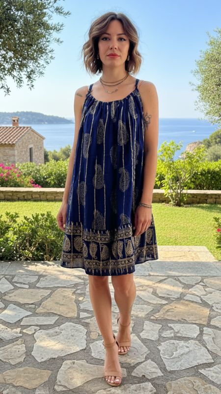 Vestido Corto Lurex Recto con Bretel