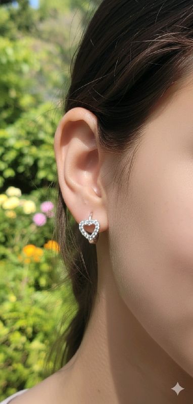 Argolla Acero Blanco con Corazon de Brillos