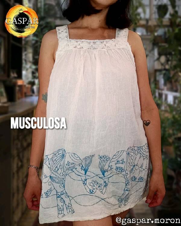 Musculosa Estampada Puntilla SAN