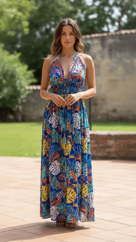 Vestido Tropical Hardy con Espejos