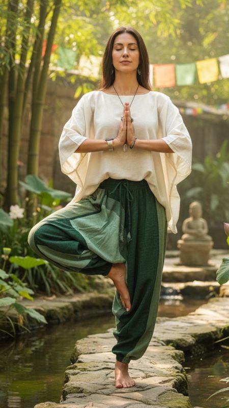 Pantalon Turco Color con Rayas de Nepal