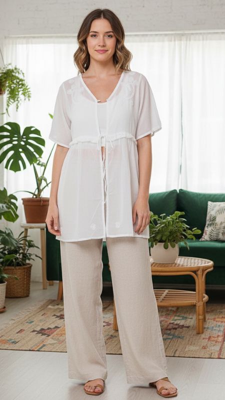 kimono algodon bordado