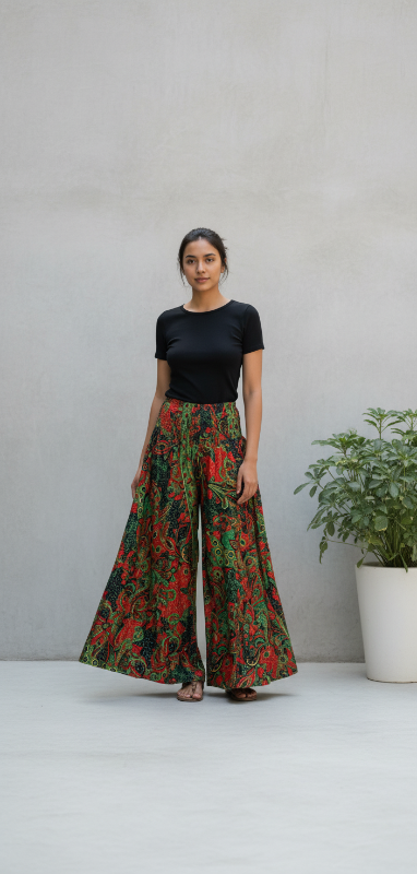 Pantalon Seda Cintura Elastizada Ancha