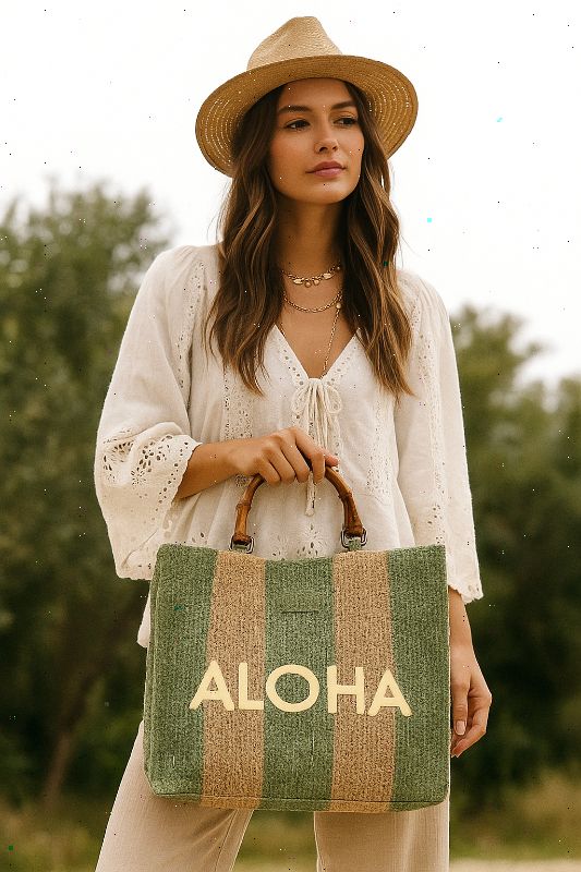 Cartera Rafia Cuadrada Aloha Con Caña