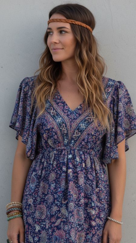 Vestido Seda Largo con Mangas Japonesas