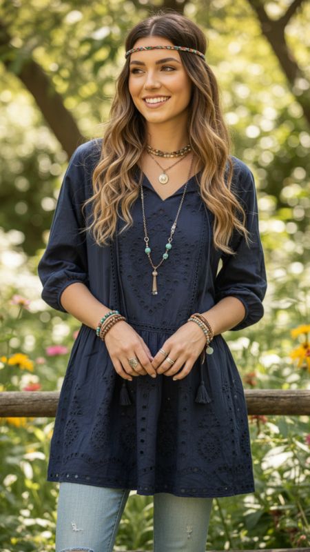 Camisola Azul Bordada