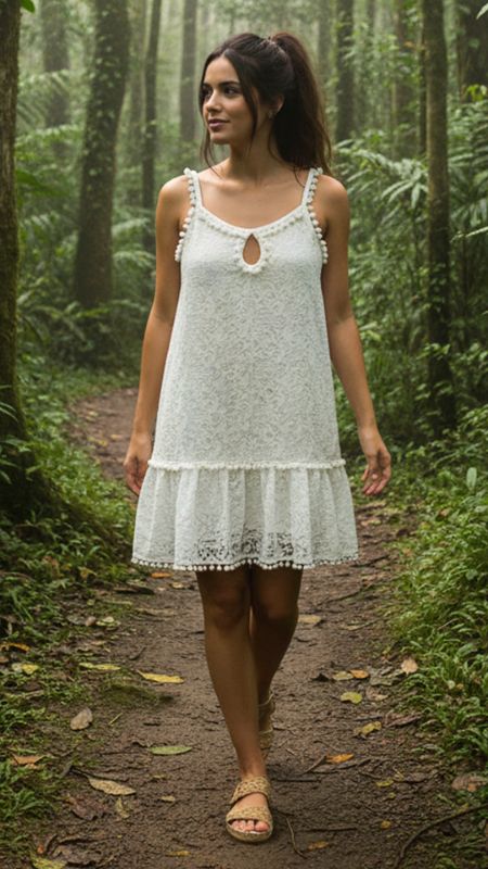 vestido blanco puntilla corto