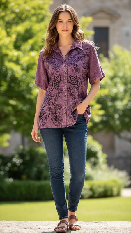 camisa rayon bordada