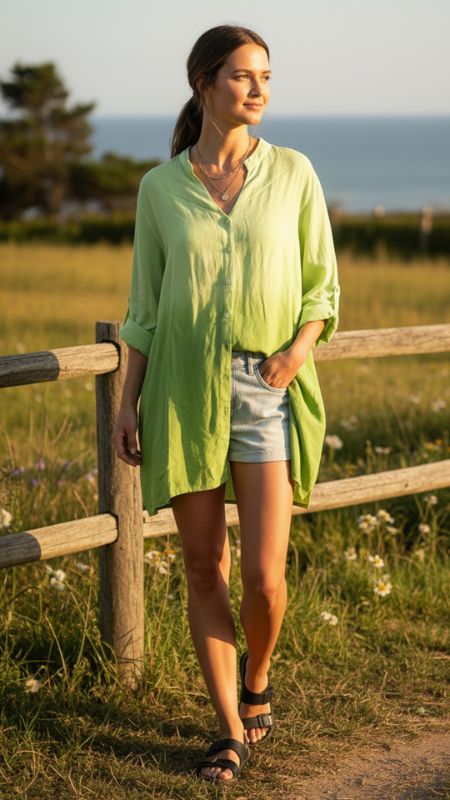 Camisa de Viscosa Mangas Tres Cuartos