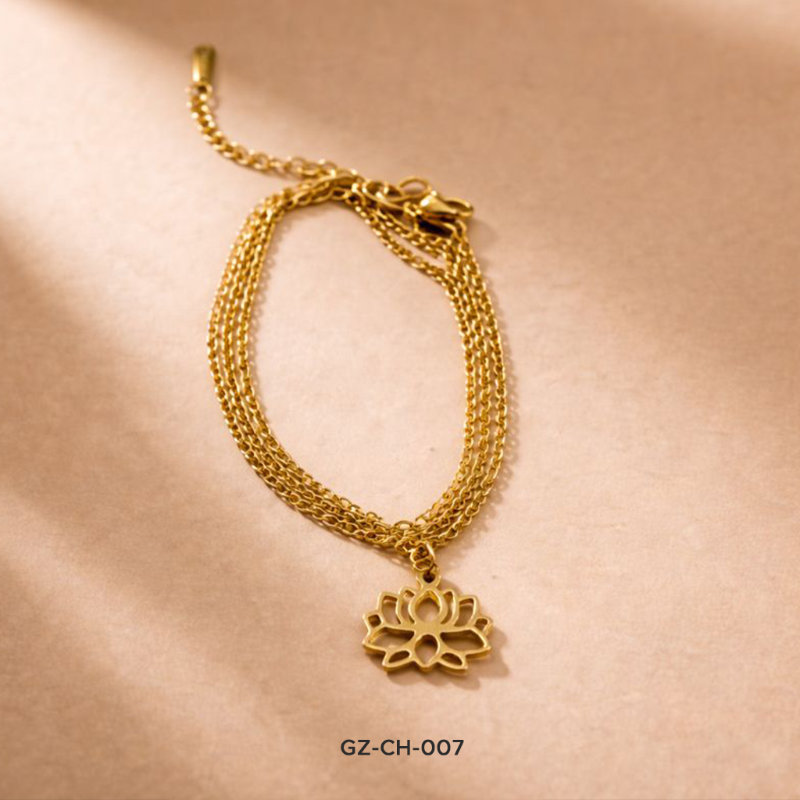 Golden Lotus Charm Chain