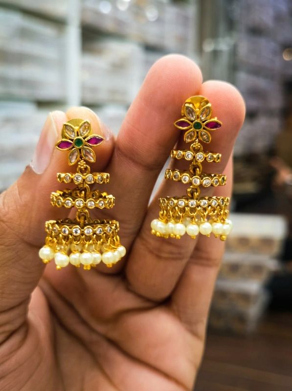 Golden Blossom Tiered Jhumka
