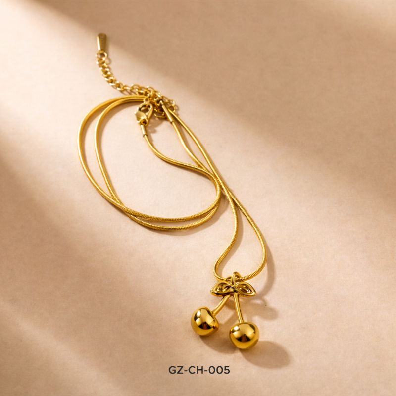 Golden Cherry Charm Chain