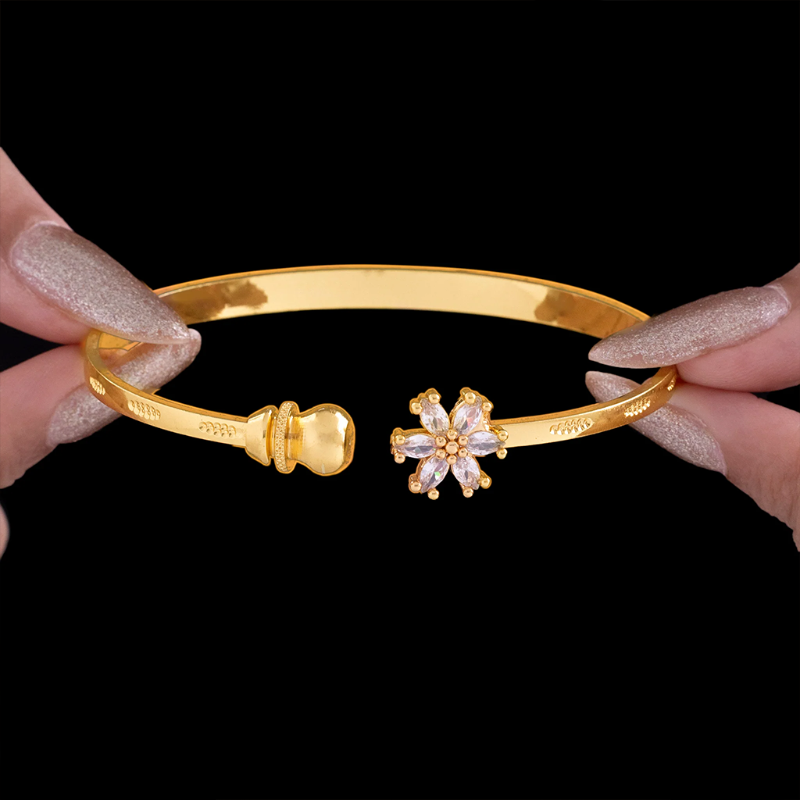 Bracelet Anti-Tarnish Crystal Flower Bangle