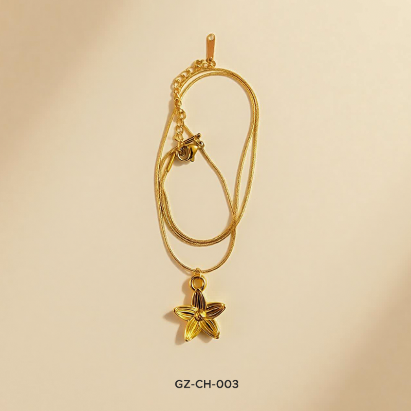Golden Flower Locket Chain