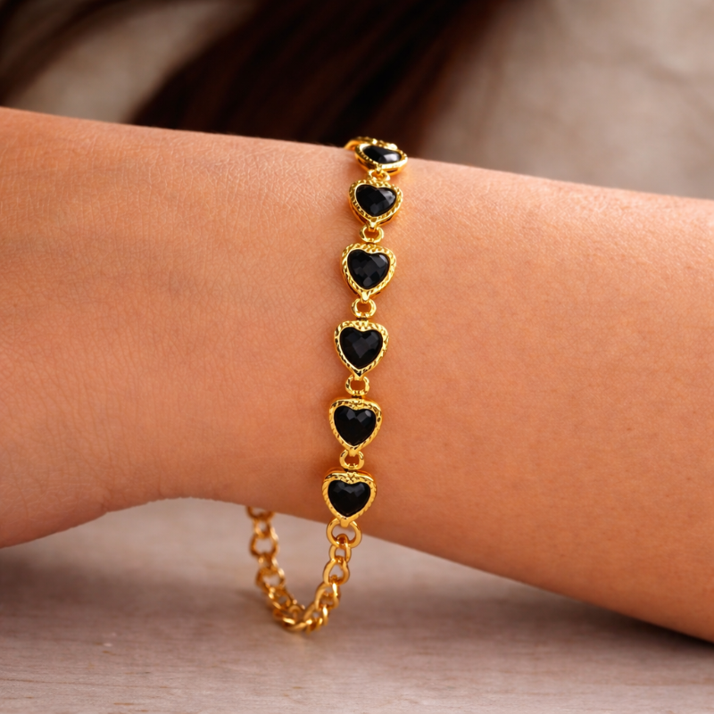 Luxe Obsidian Heart Chain