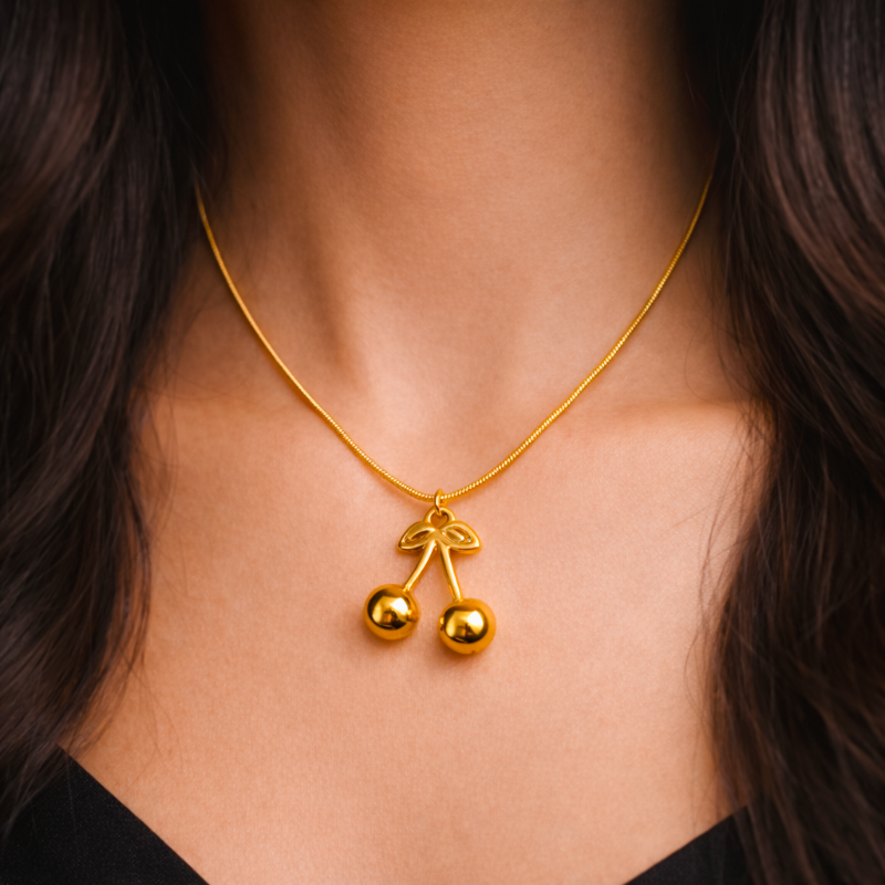 Golden Cherry Charm Chain