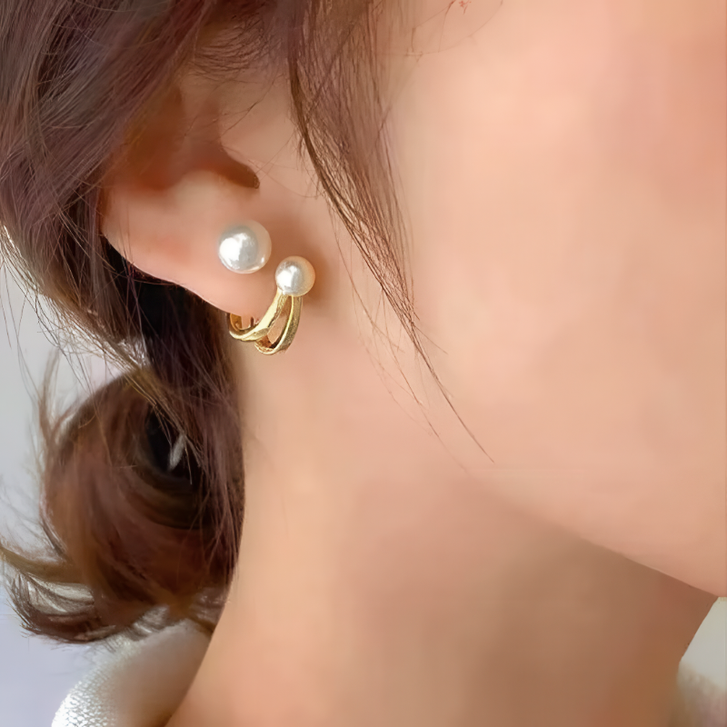 Korean Pearl Beautiful Gold Earring