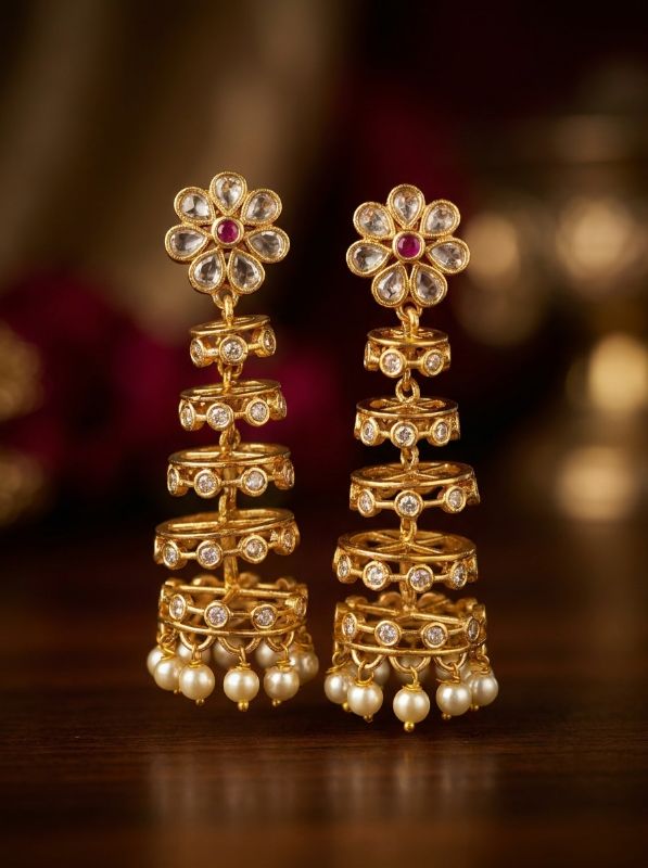 Floral Pearl Drop Jhumka