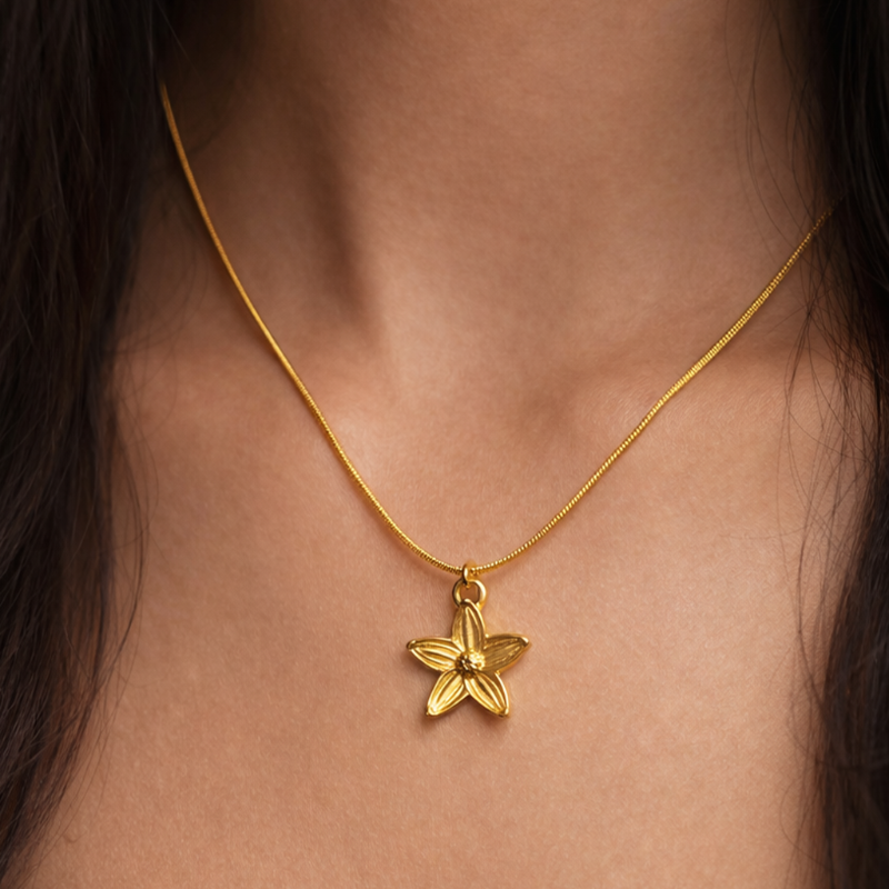 Golden Flower Locket Chain