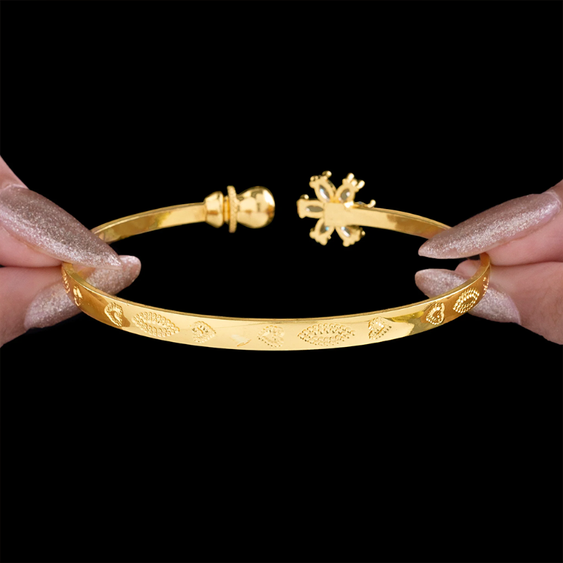 Bracelet Anti-Tarnish Crystal Flower Bangle