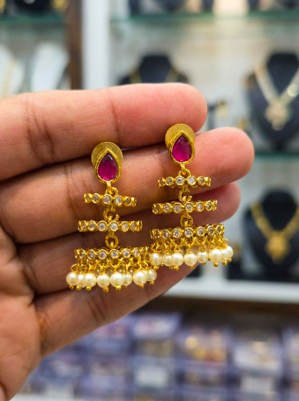 Ruby Drop Pearl Jhumka