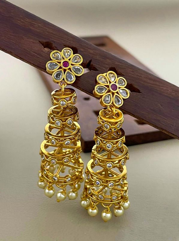 Floral Pearl Drop Jhumka