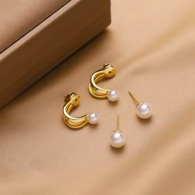 Korean Pearl Beautiful Gold Earring