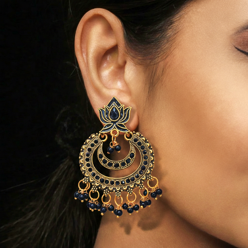 Lakshmi Black Lotus Jhumka
