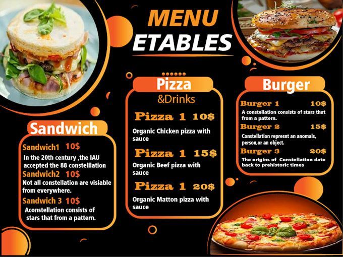 Modern menu