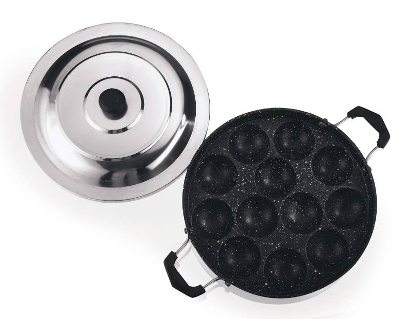 Vinod Nonstick Appam patra, Paniyaram 23cm with SS lid