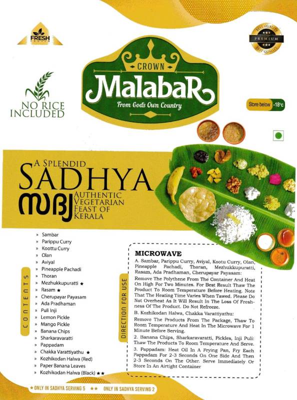 Crown Malabar Onam Sadhya 4.5Kg (Serves upto 5 People)