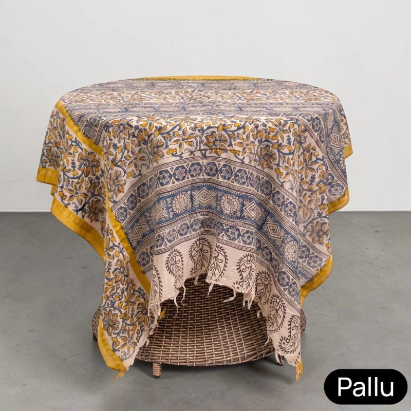 Mangalagiri Handloom Saree in Mustard | Tie-Dye Nizam Border