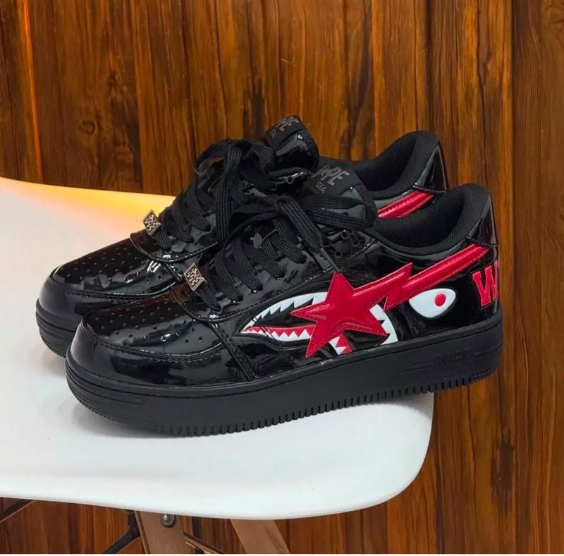 *A BATHING APE BAPE STA OS BLACK RED*
