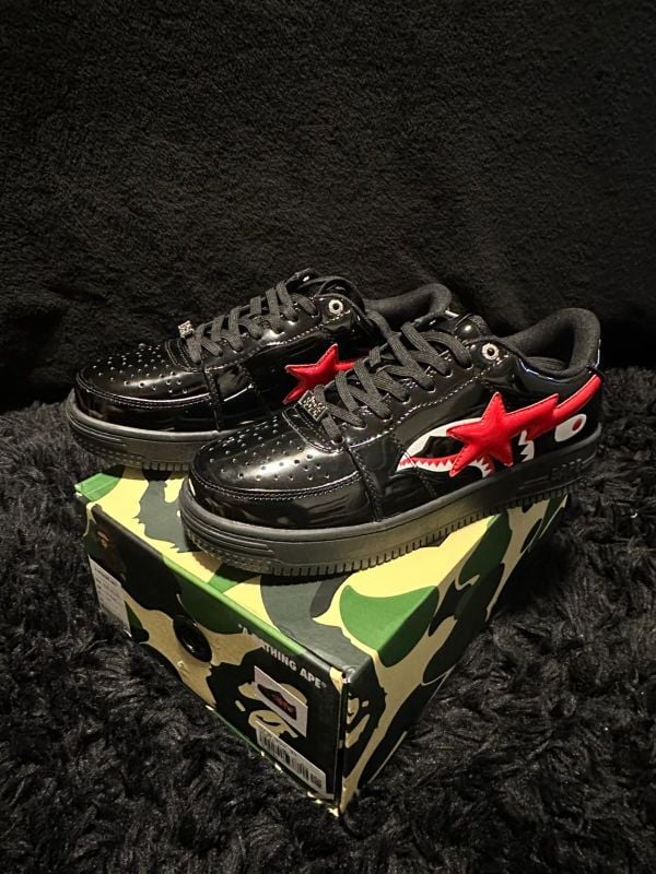 *A BATHING APE BAPE STA OS BLACK RED*