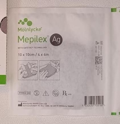 Aposito Antimicrobial Mepilex AG - Medida 10cm X 10cm - Una Pieza