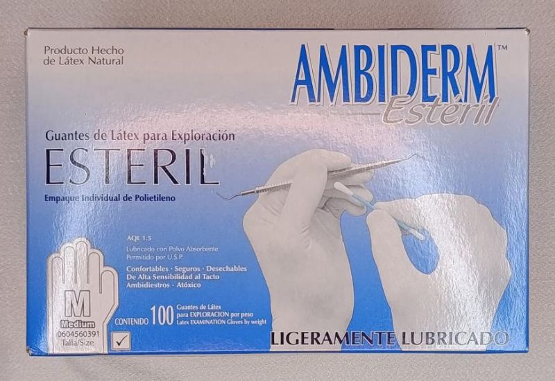 Guantes de latex ESTERIL para exploración - Caja con 100 pares