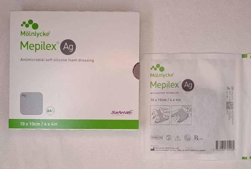 Aposito Antimicrobial Mepilex AG - Medida 10cm X 10cm - Paquete De 10 Piezas