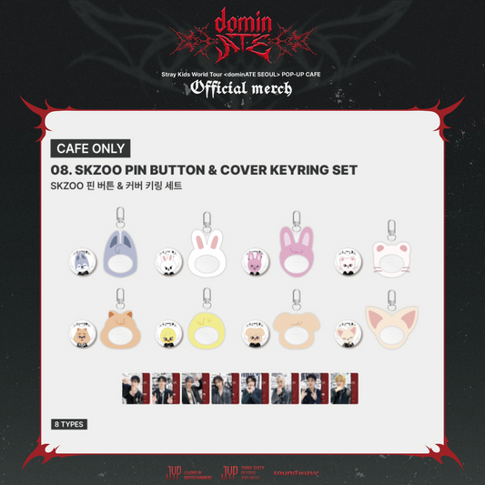 SKZOO WOLFCHAN PIN BADGE & COVER KEYRING SET / Stray Kids -『DominATE Pop-Up Cafe』
